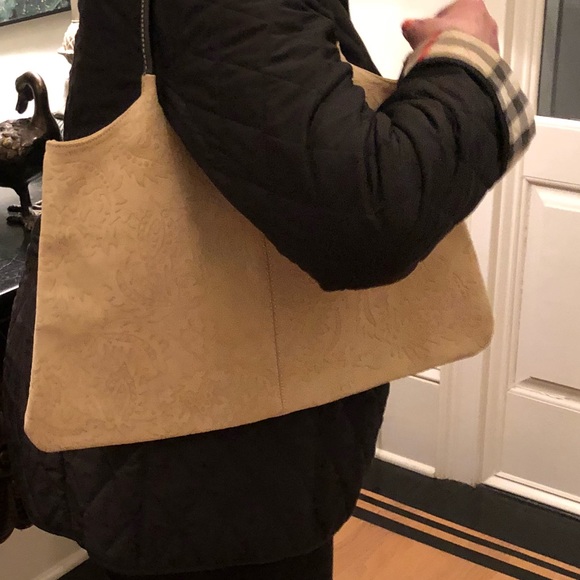 Vintage Tooled Suede Boho Handbag - Picture 1 of 8